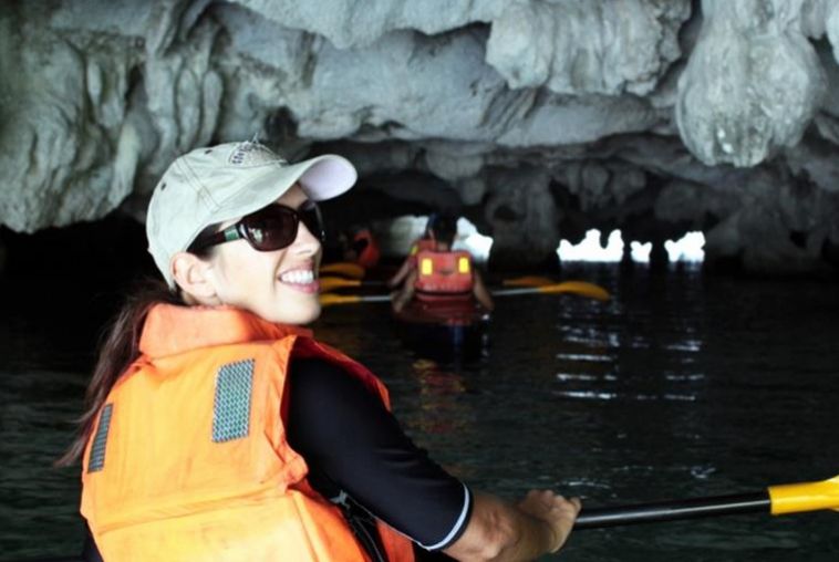 Kayak-exploring-cave